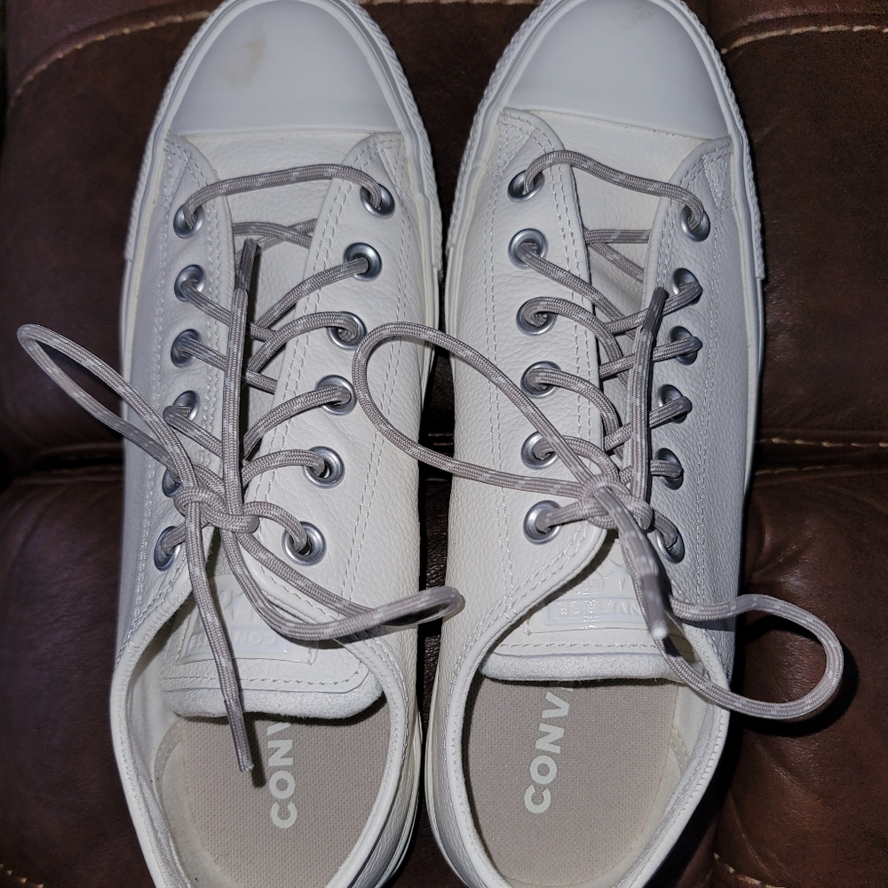 Off White All Leather Converse  Sneakers